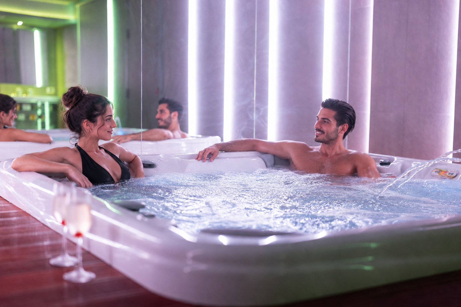 Goście w wannie z hydromasażem w spa La Blanca