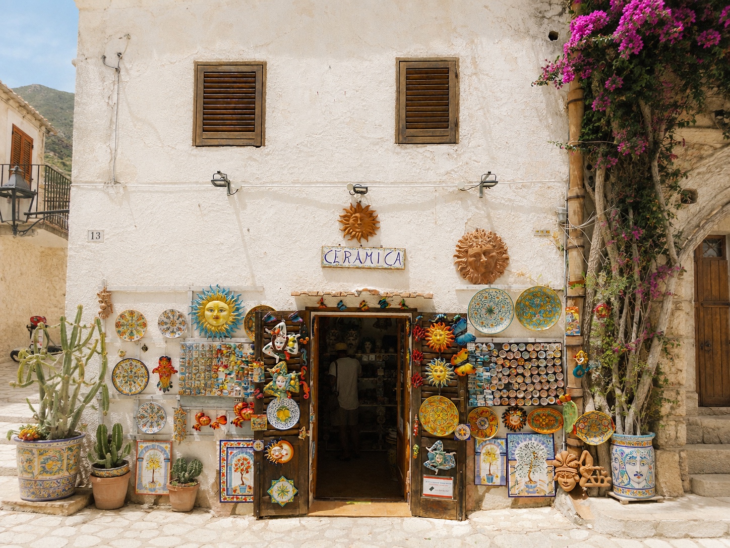 Boutique de céramique dans un village sicilien
