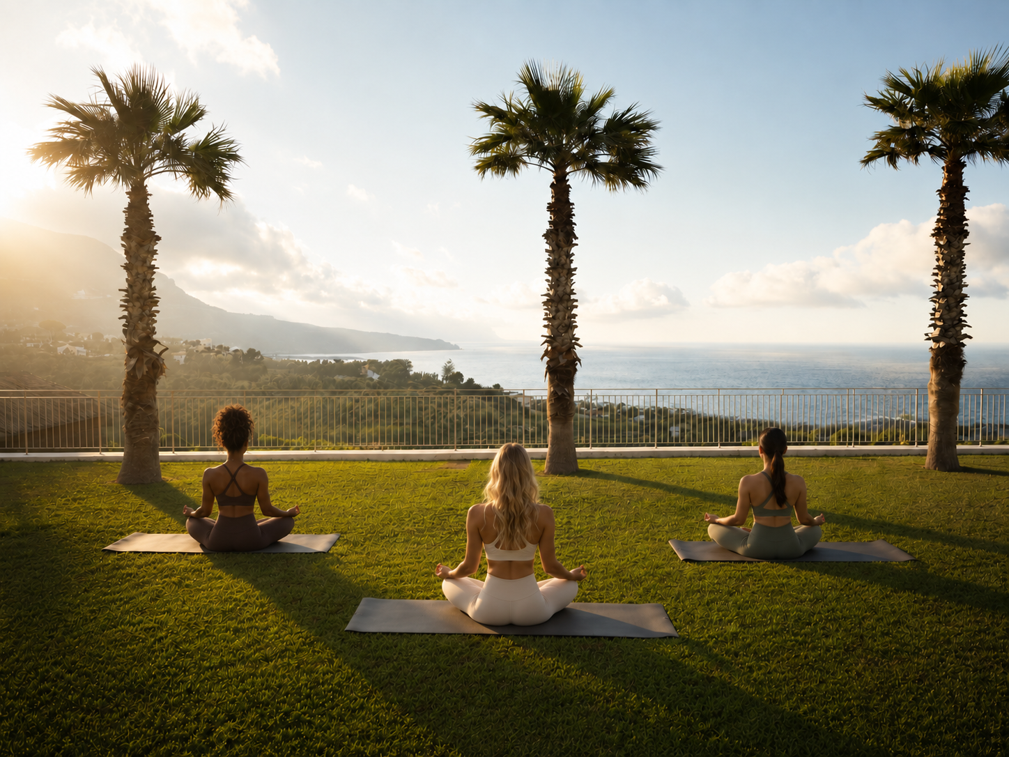 Séance de yoga dans le jardin panoramique de La Blanca Resort